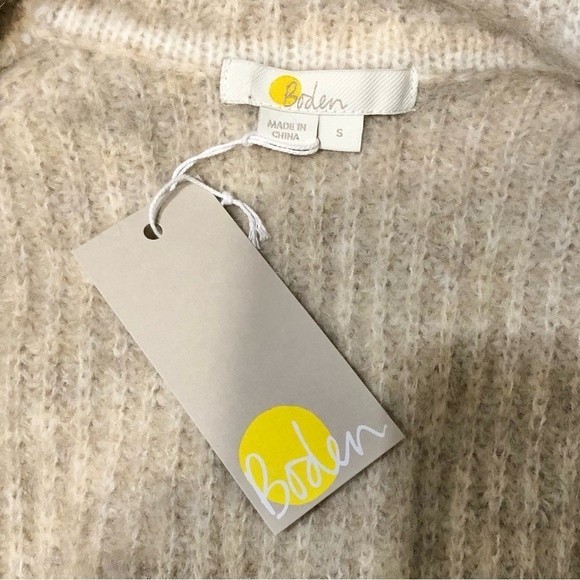 NWT Boden Long cardigan Fluffy Ribbed Wool Coatigan knit open sweater coat Sz S - Picture 7 of 10